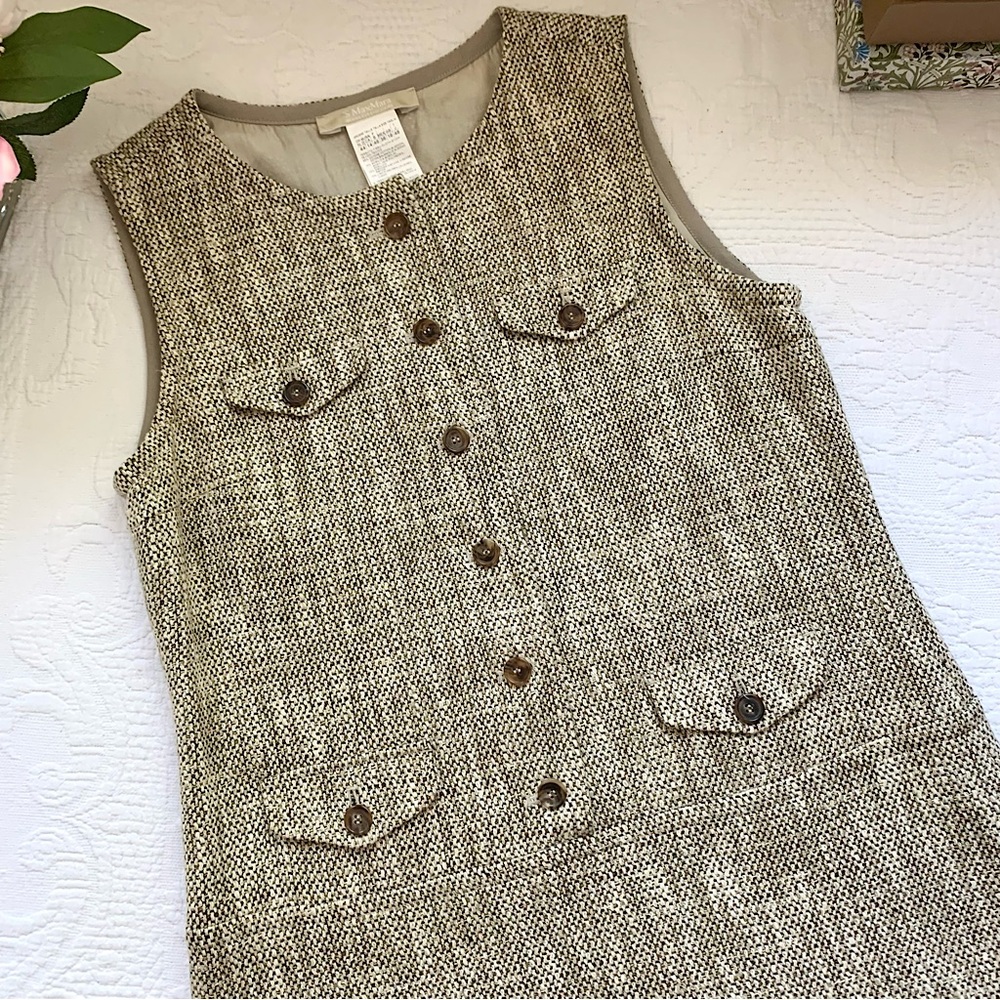 MaxMara Tweed Sleeveless Shift Dress with pockets US 14 - Picture 2 of 16